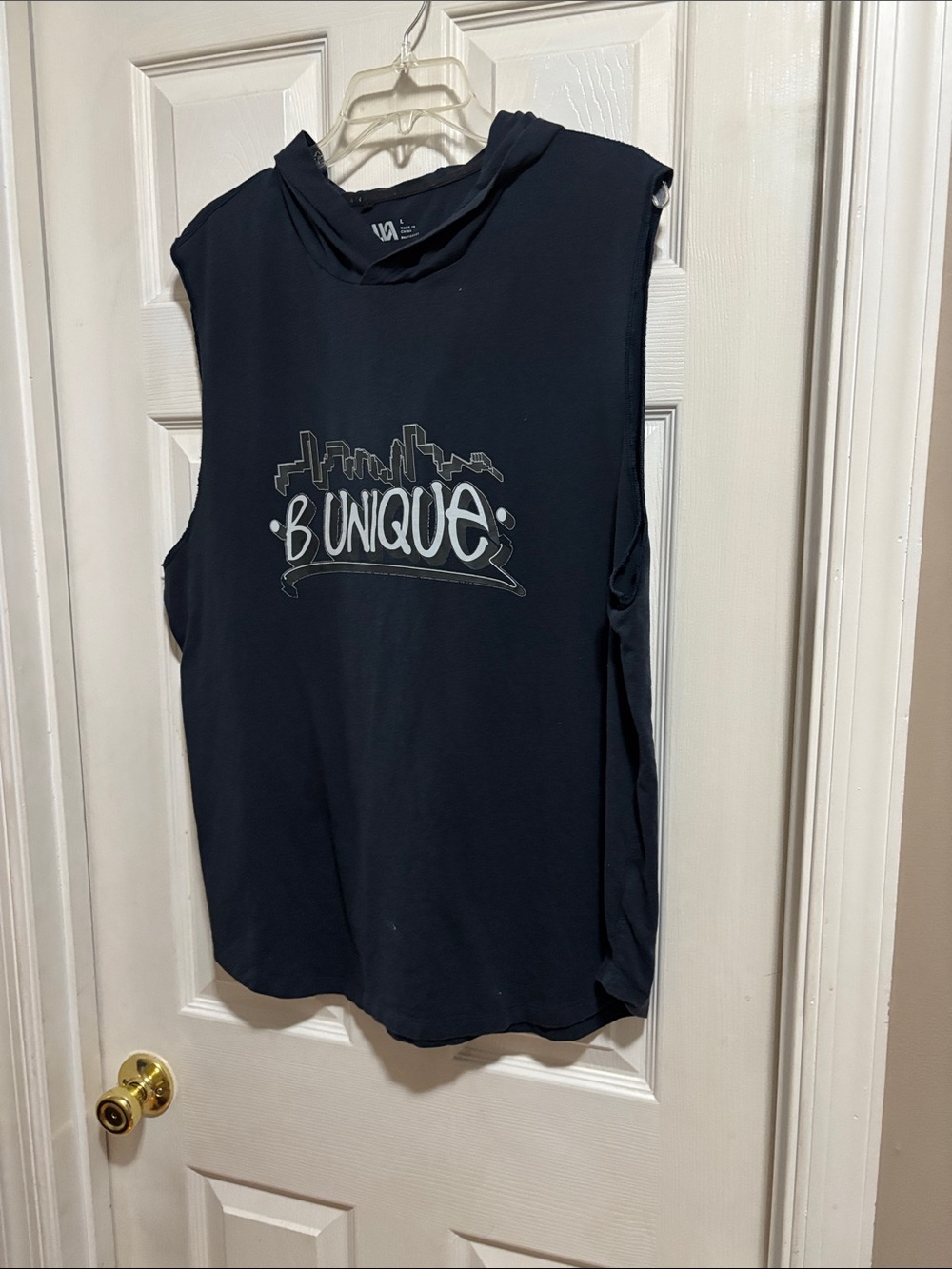 B UNIQUE Graphic Sleeveless Hoodie - Navy